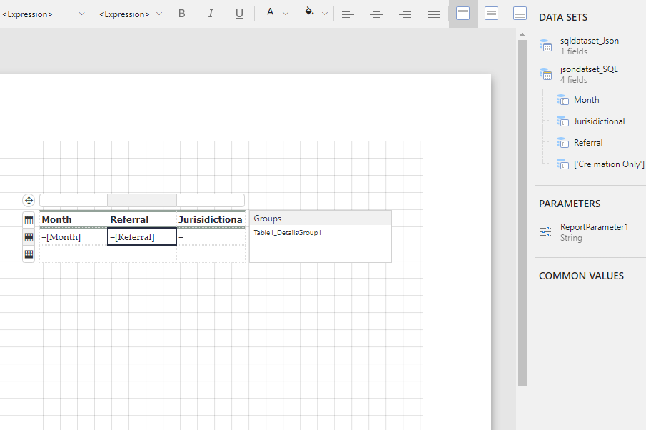 activereports parameterized json query