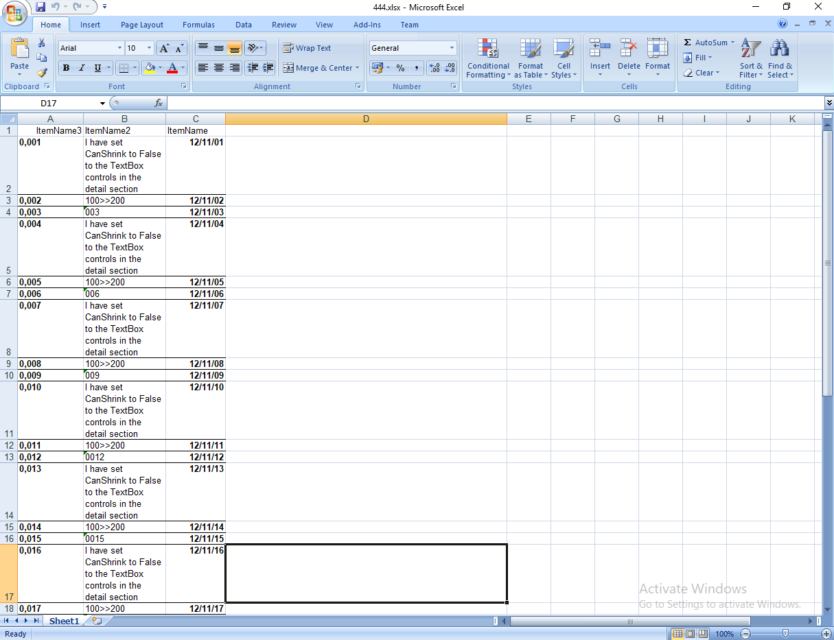 Excel export output appears garbled #4 | ActiveReports v7+ | Developer ...