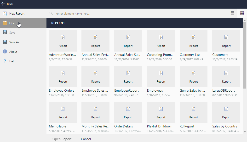Active Report Server Web Designer