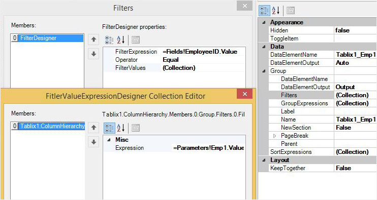 Group expressions and filters