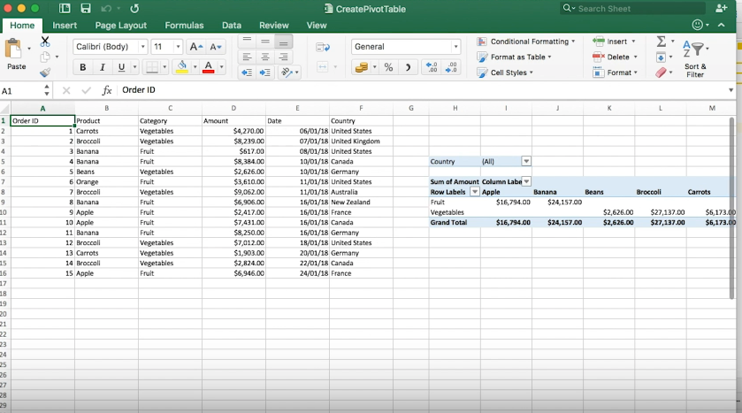 Documents for Excel, Java Edition | How to Add a Pivot Table to a Spreadsheet