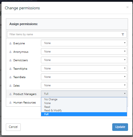 Change permissions on multiple reports