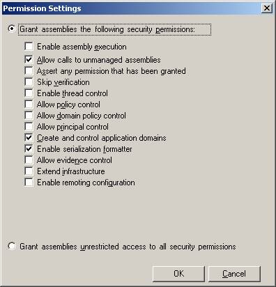 Figure 4: Permissions required by the C1FlexGrid control