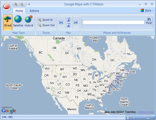 Google Maps with C1Ribbon