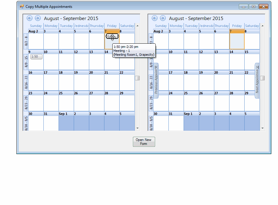 ComponentOne Studio Scheduler for WinForms Copy Paste Appointments