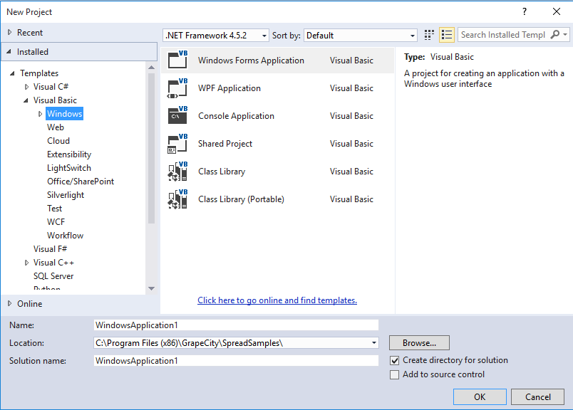 Spread Windows Forms and Visual Studio 2015