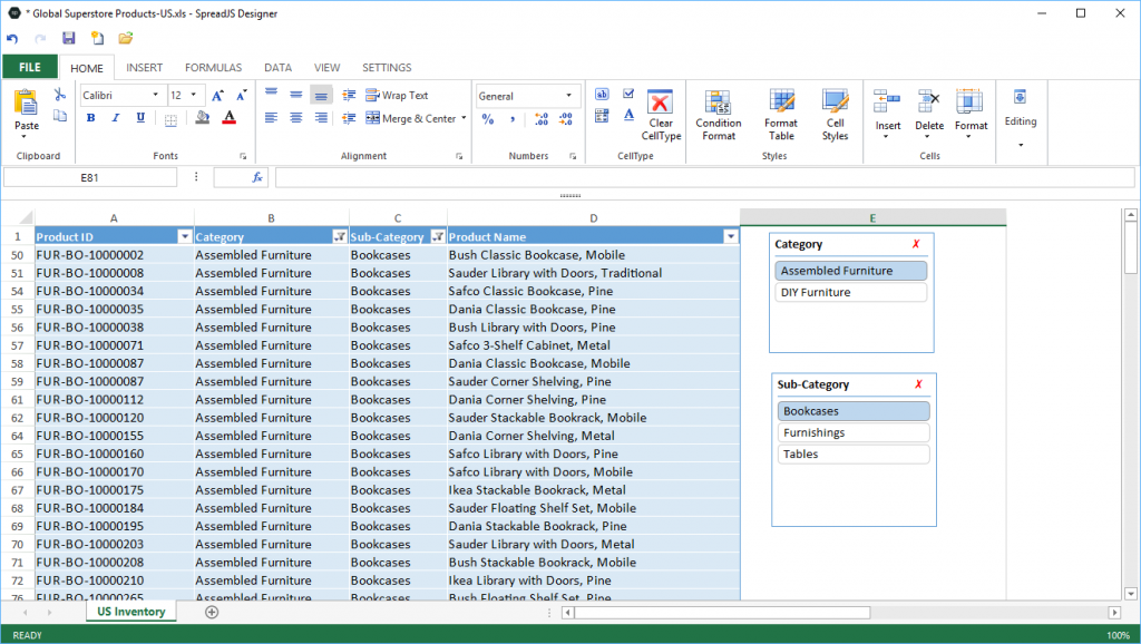 excel data slicer