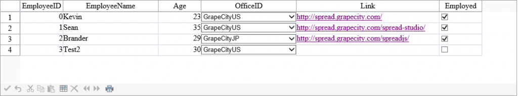 Finished SpreadASP Page with ADO.NET Data Binding