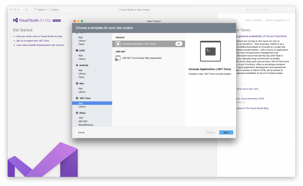 Using visual studio on mac